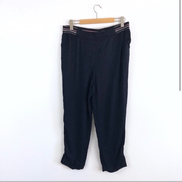 Anthropologie Pull On Trousers Tapered Navy Blue - Picture 2 of 5